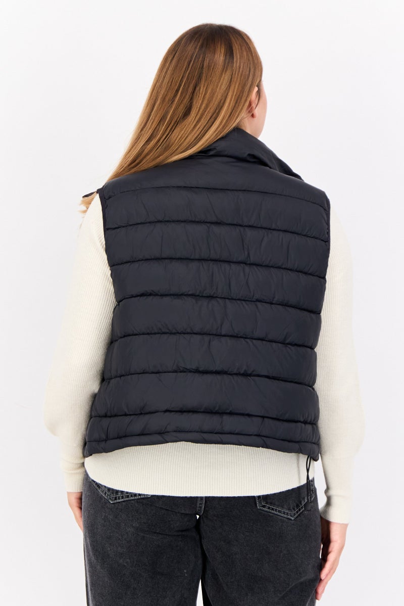 Bearpaw Women High Neck Quilted Vest, Black - Image 4